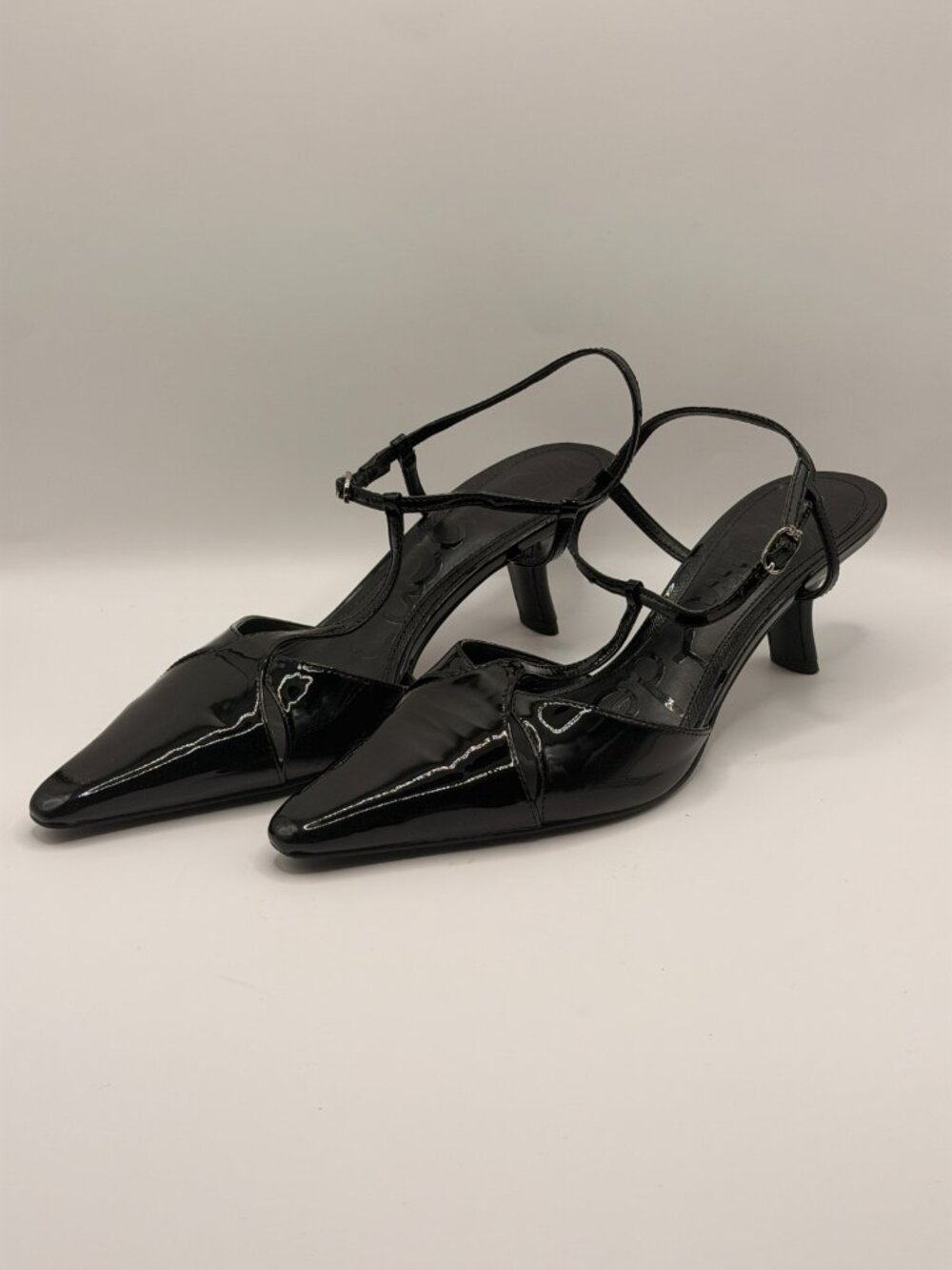 Sam Edelman Women Briella Pointed Toe Black Patent Heel Pump Sz 9